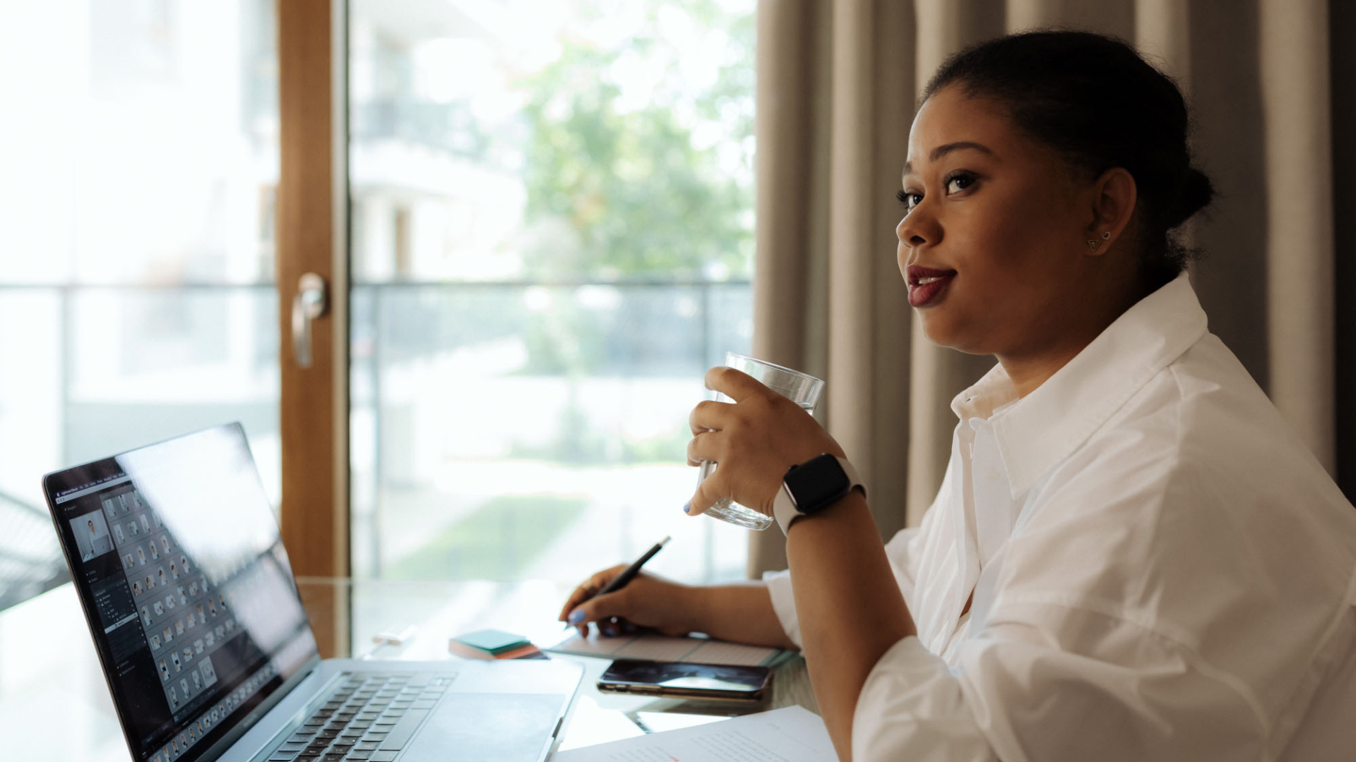 woman working at desk